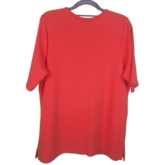 Quacker Factory Pink Embroidered Floral Chrystal Accents Women's Top L - Picture 2 of 5